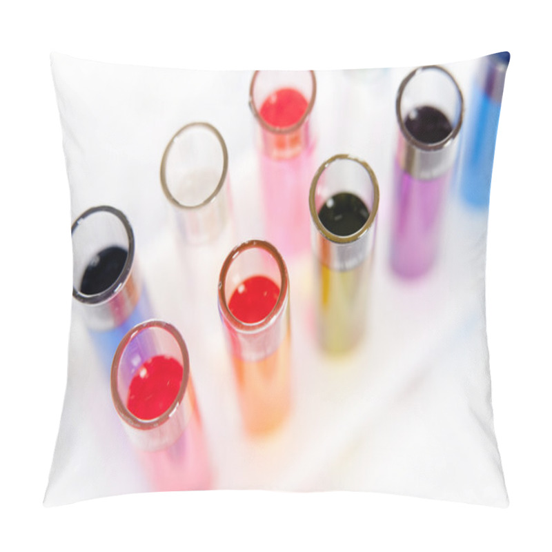 Personality  Set Of Test Tubes In A Rack, Top View Pillow Covers