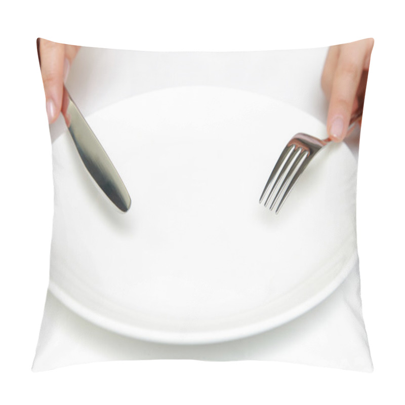 Personality  Fork And A Knife With Empty Dish Pillow Covers