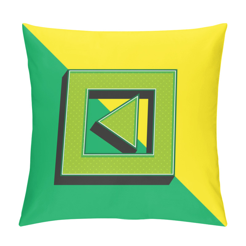 Personality  Back Arrow Triangle In Gross Square Button Green And Yellow Modern 3d Vector Icon Logo Pillow Covers