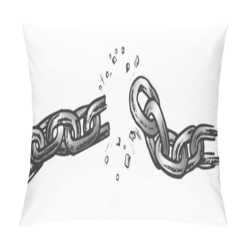 Personality  Broken Metallic Chain Freedom Concept Ink Vector Pillow Covers