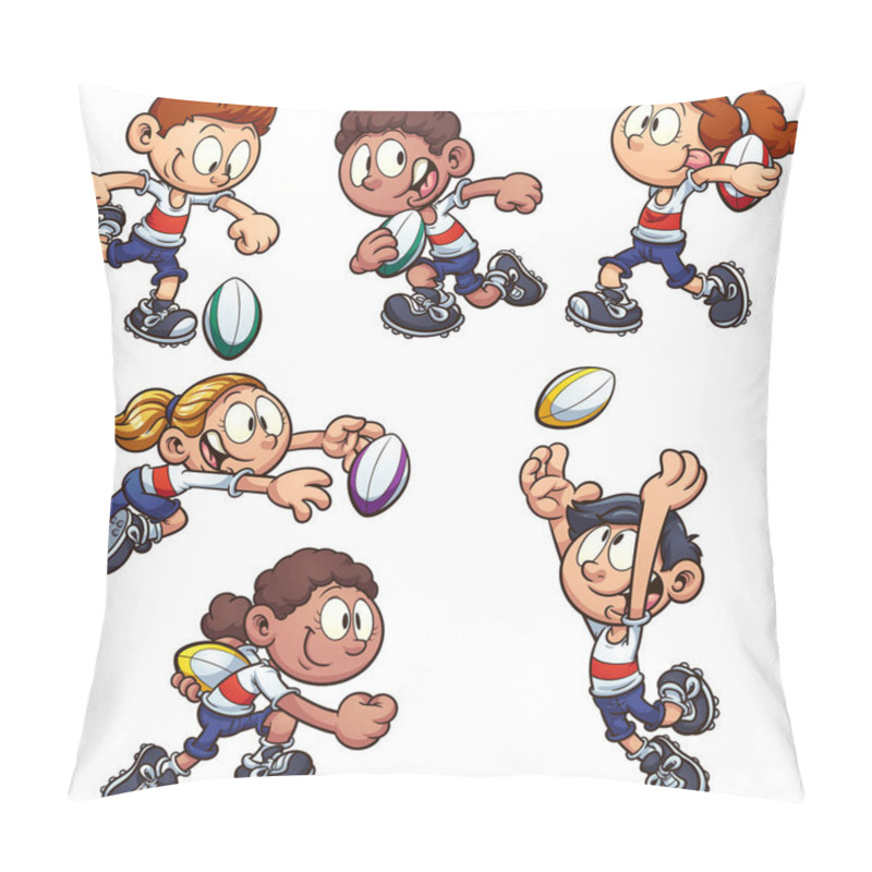 Personality  Cartoon Kids Playing Rugby Pillow Covers