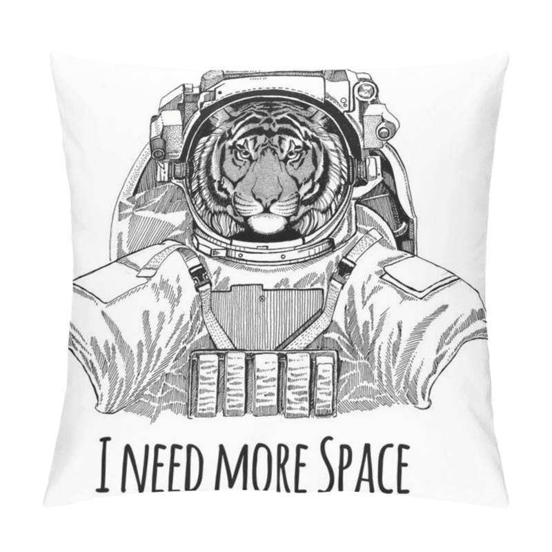 Personality  Wild Tiger Wearing Space Suit Wild Animal Astronaut Spaceman Galaxy Exploration Hand Drawn Illustration For T-shirt Pillow Covers