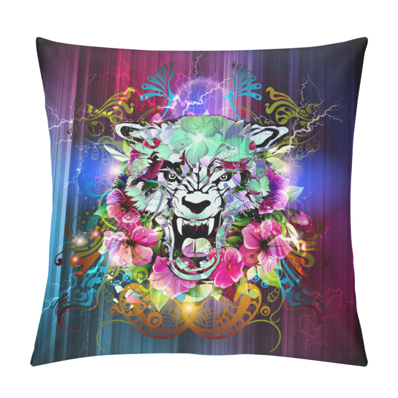 Personality  Bright Abstract Background With Tiger Pillow Covers