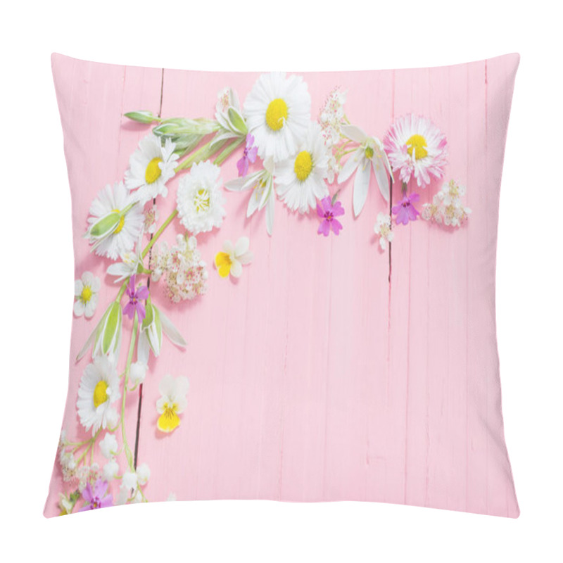 Personality  Beautiful Flowers On Pink Wooden Background Pillow Covers