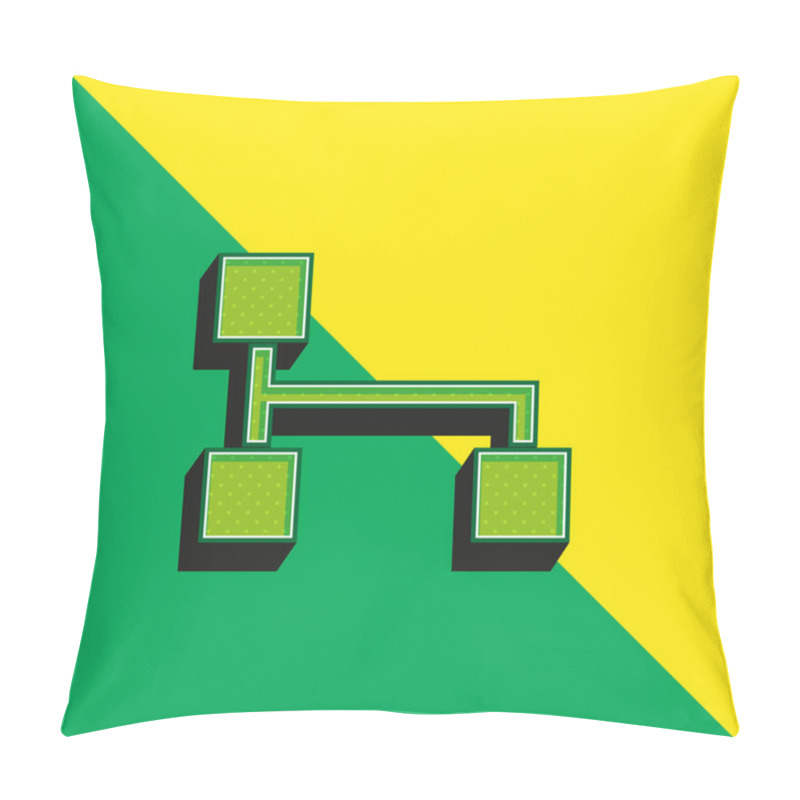 Personality  Black Squares And Lines In A Graphic Of Interface Green And Yellow Modern 3d Vector Icon Logo Pillow Covers