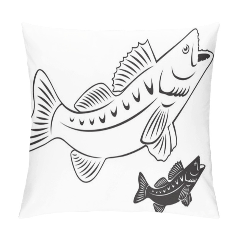 Personality  Outline Of Perch Fish Pillow Covers