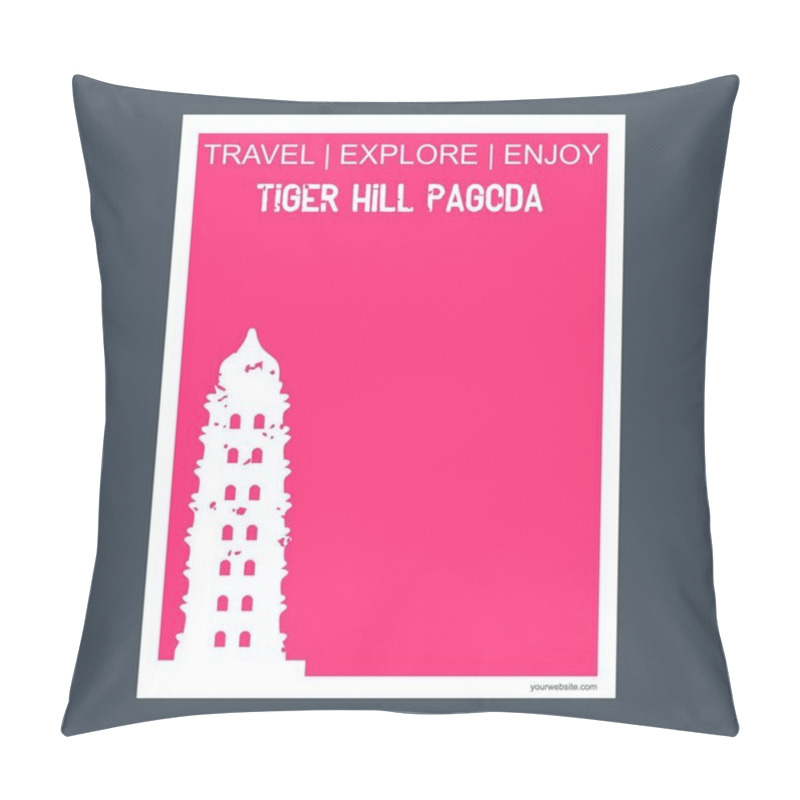 Personality  Tiger Hill Pagoda Suzhou, China Monument Landmark Brochure Flat Style And Typography Vector Pillow Covers