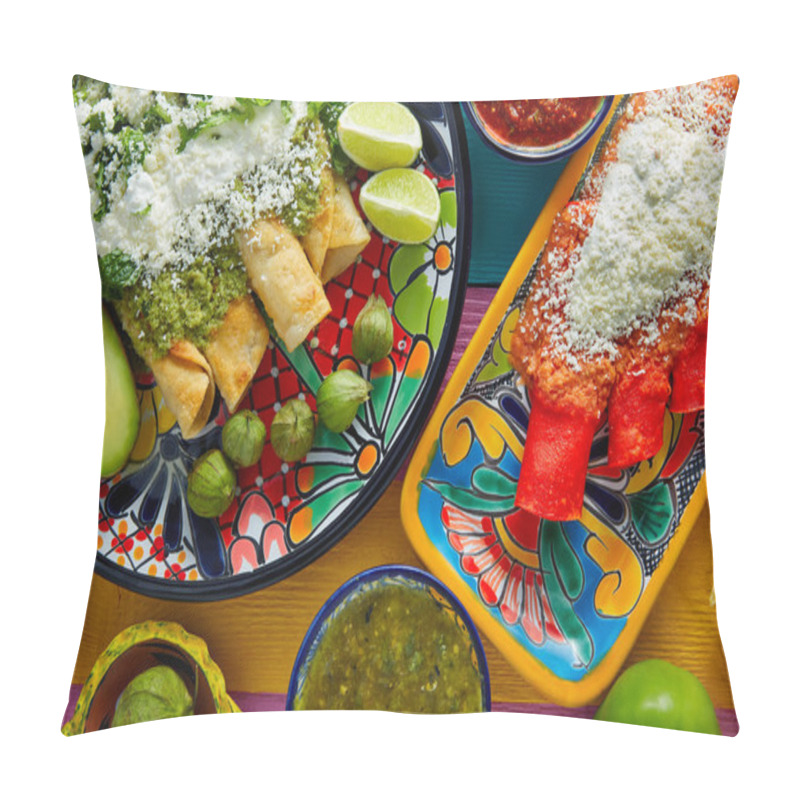 Personality  Green And Red Enchiladas With Mexican Sauces Pillow Covers