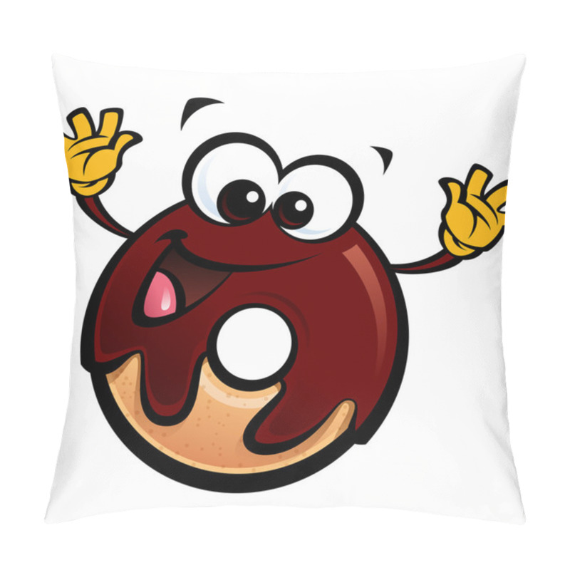 Personality  Cartoon Funny Chocolate Icing Donut Character Making A Gesture Pillow Covers