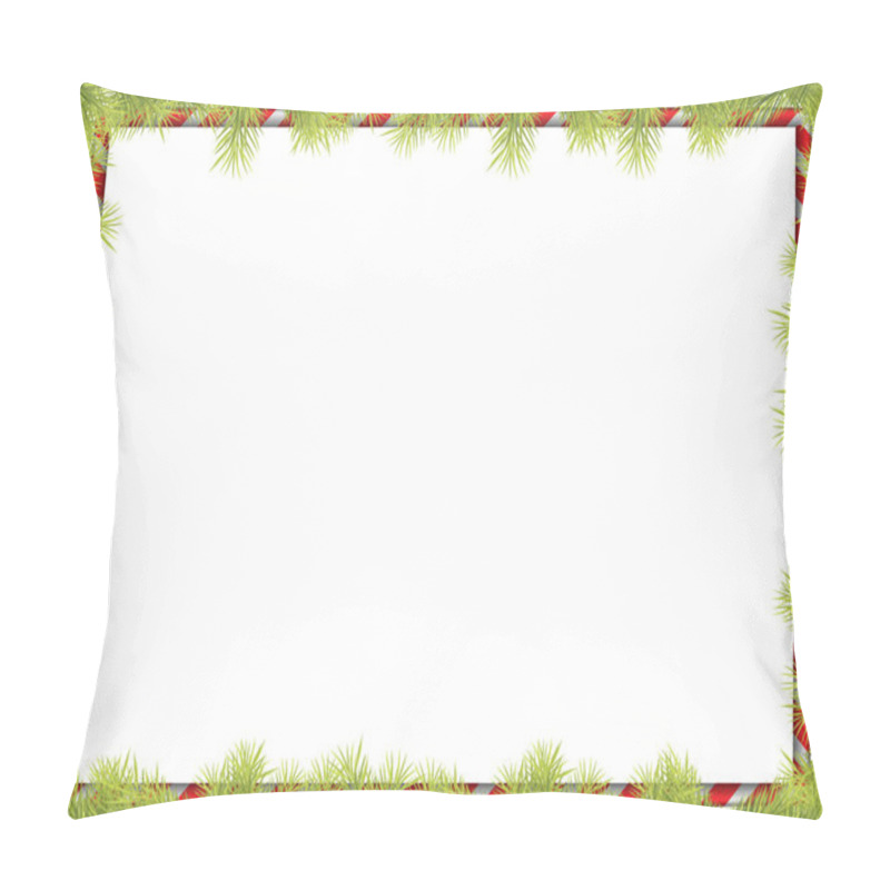 Personality  Christmas Frame Background With Fir Tree Branch Border Pillow Covers