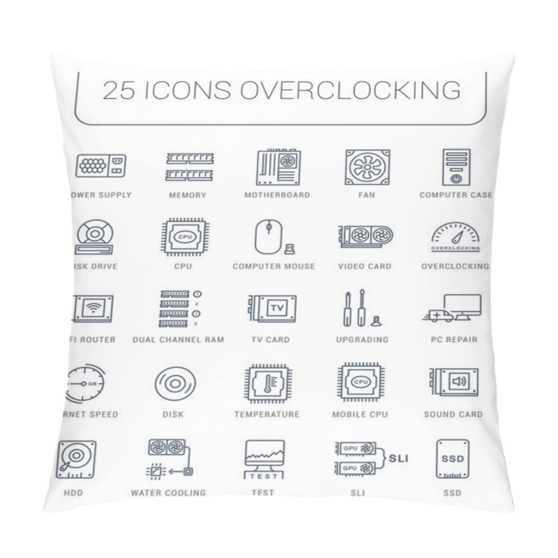 Personality  Set Vector Flat Line Icons Upgrading Computer Pillow Covers