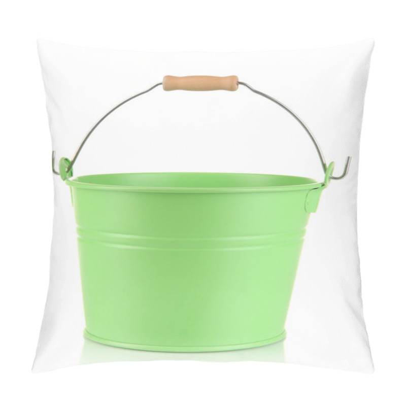 Personality  Empty Green Bucket Isolated On White Pillow Covers