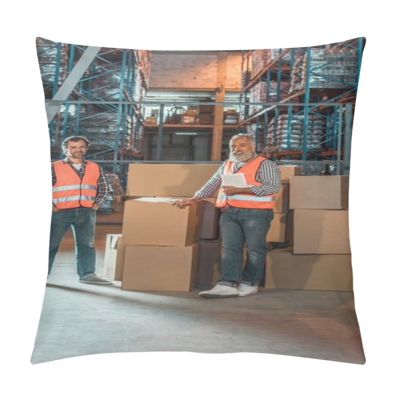 Personality  Warehouse Workers With Digital Tablet Pillow Covers