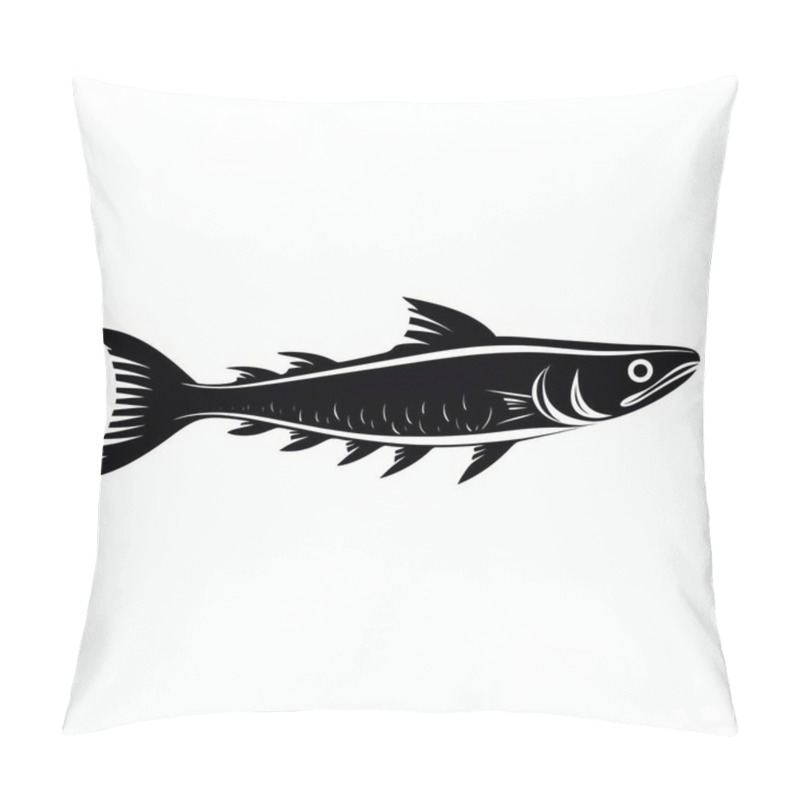 Personality  Stylized Black Silhouette Of A Fish, Showcasing Its Streamlined Shape And Distinctive Features. Pillow Covers