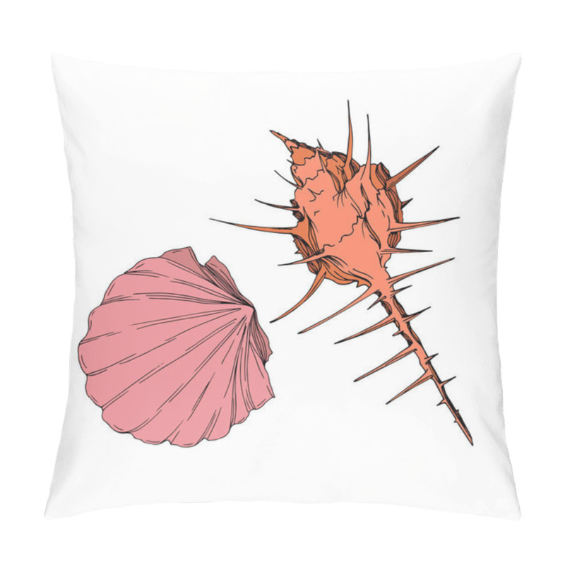 Personality  Vector Summer Beach Seashell Tropical Elements. Engraved Ink Art. Isolated Shells Illustration Element. Pillow Covers