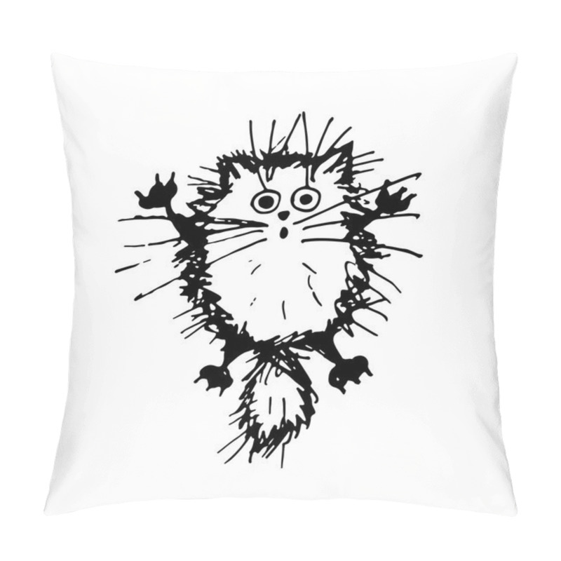 Personality  Funny Fluffy Cat, Sketch For Your Design Pillow Covers