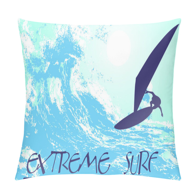 Personality  Abstract Silhouette Of A Surfer In The Ocean Pillow Covers