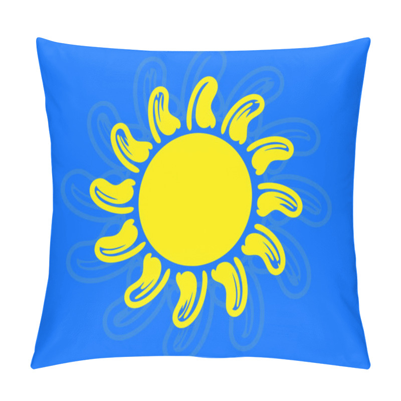 Personality  Playful Yellow Sun Graphic Against A Vibrant Blue Background Pillow Covers