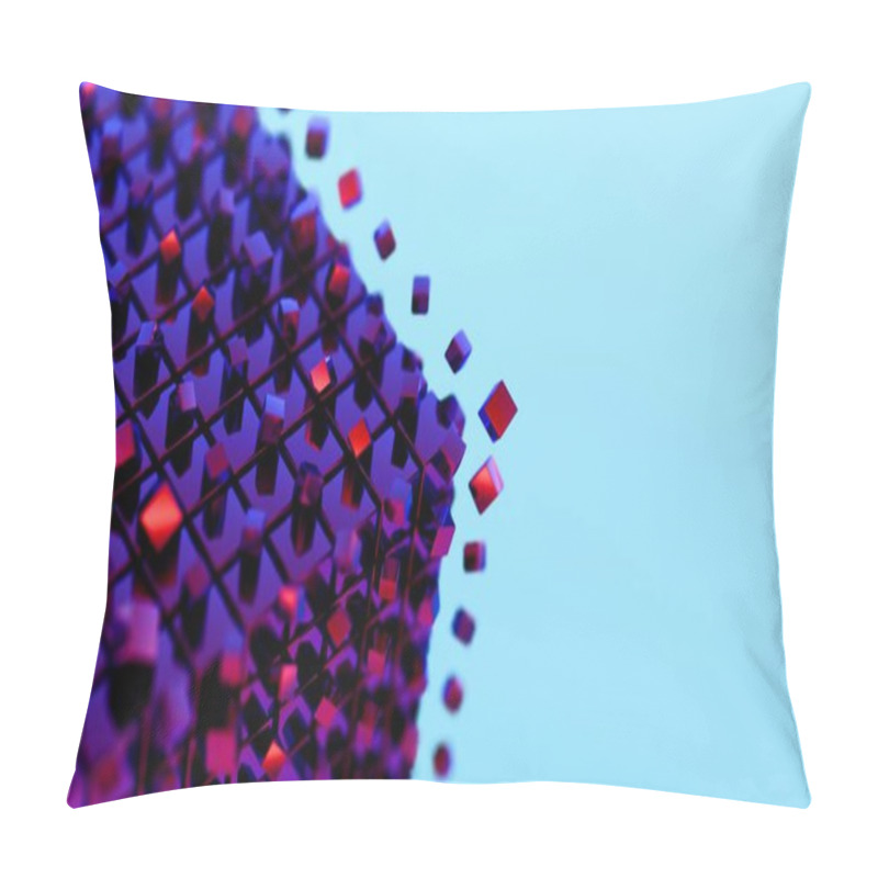 Personality  Abstract 3D Cubes Disintegrating Against A Blue Backgroun Pillow Covers