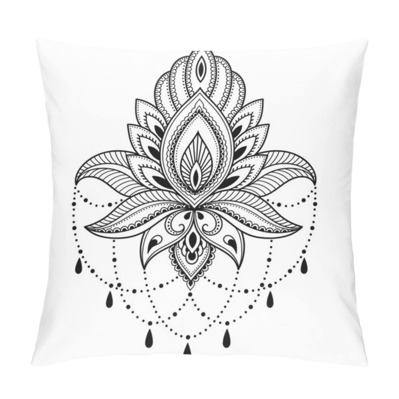 Personality  Henna Tattoo Flower Template In Indian Style. Ethnic Floral Paisley - Lotus. Mehndi Style. Pillow Covers