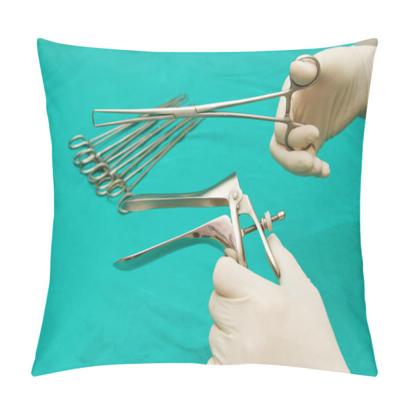 Personality  Doctor 's Hand Graping The Medical Equipment ,Gynecologic Specul Pillow Covers