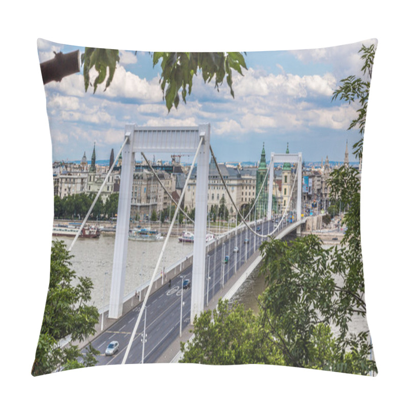 Personality  Elisabeth Bridge, Budapest, Frontal View Pillow Covers