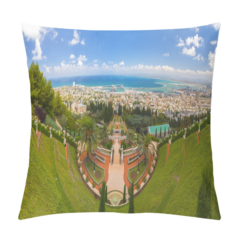 Personality  Haifa, Israel - June 18, 2018: Bahai Gardens, A Holy Temple Of The Bahai Faith Built On Mount Carmel In Haifa, Israel. Pillow Covers