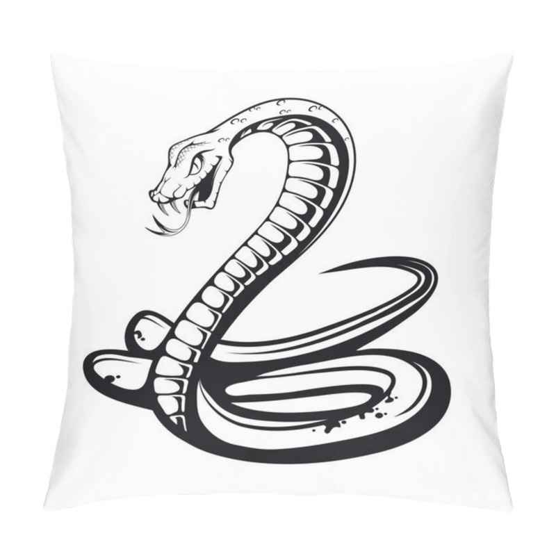 Personality  Sketch Black Mamba. Teeth Bared, Ready To Strike. Black Snake. Poisonous Snake Common In Africa. Black Coloring Of The Internal Cavity Of The Mouth. Logo For Sport Team. Snake Mascot. Pillow Covers