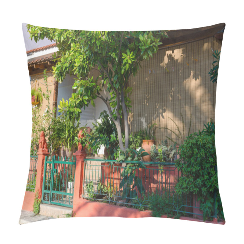 Personality  Greece, Nea Kallikratia, View From The Street On A Beautiful Home Pillow Covers