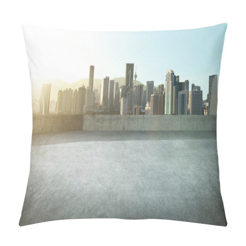 Personality  Empty Asphalt Carpark With City Skyline Pillow Covers