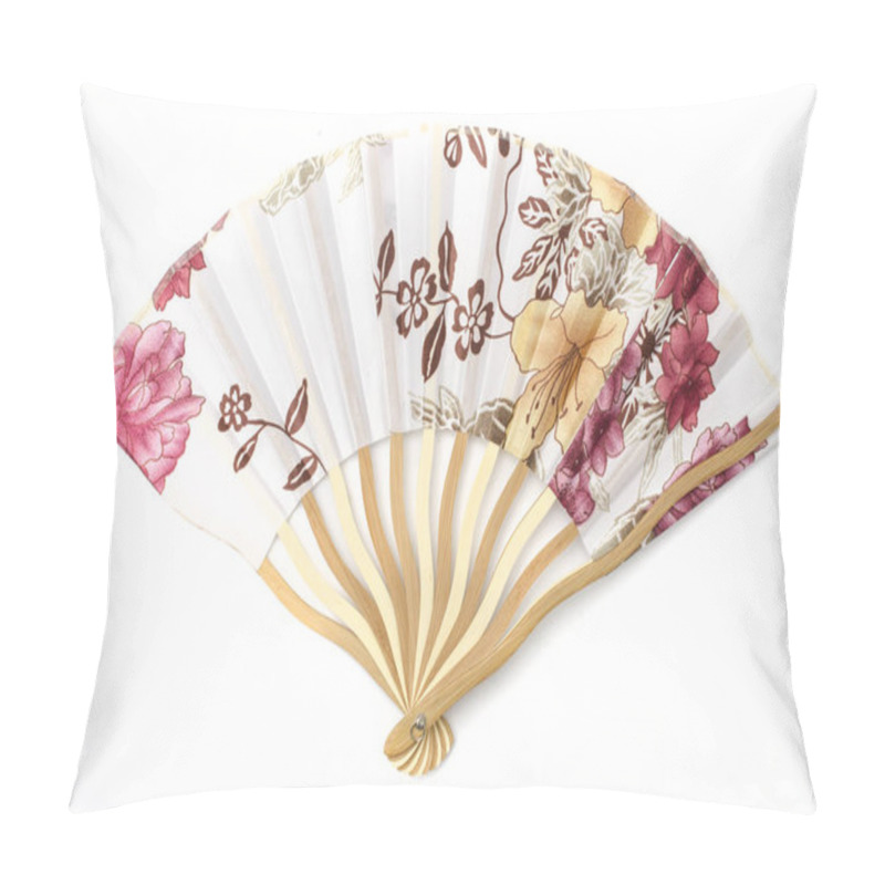 Personality  Fan With Flower Pattern Isolated On White Pillow Covers