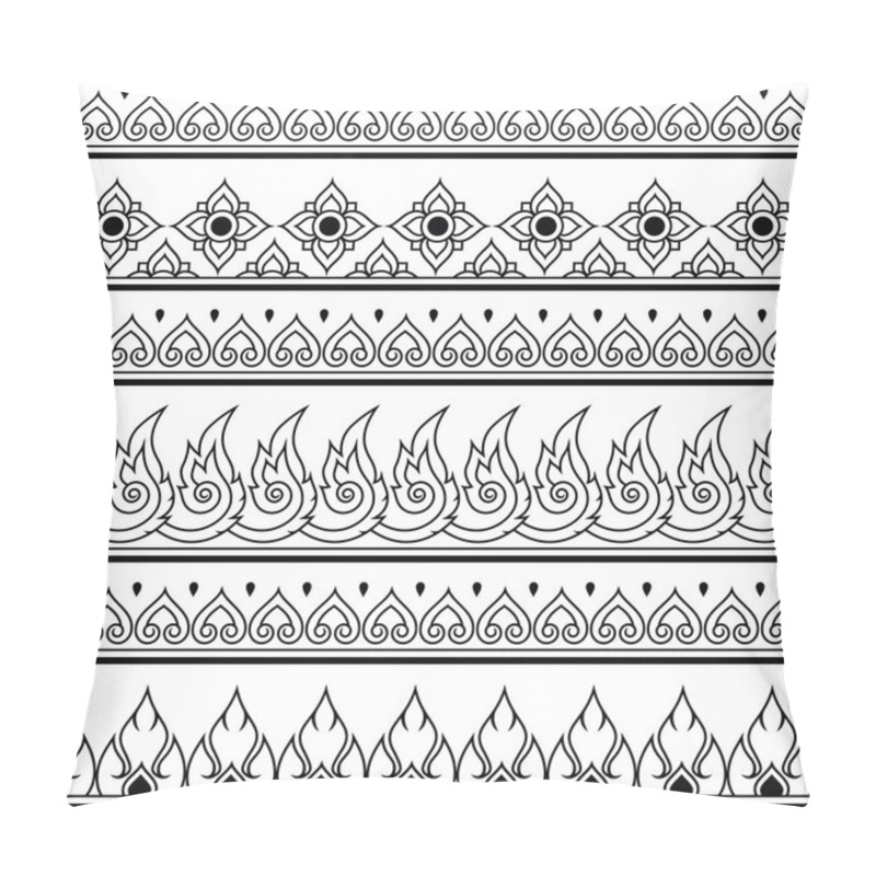 Personality  Seamless Thai Pattern, Repetitive Design From Thailand - Folk Art Style Pillow Covers