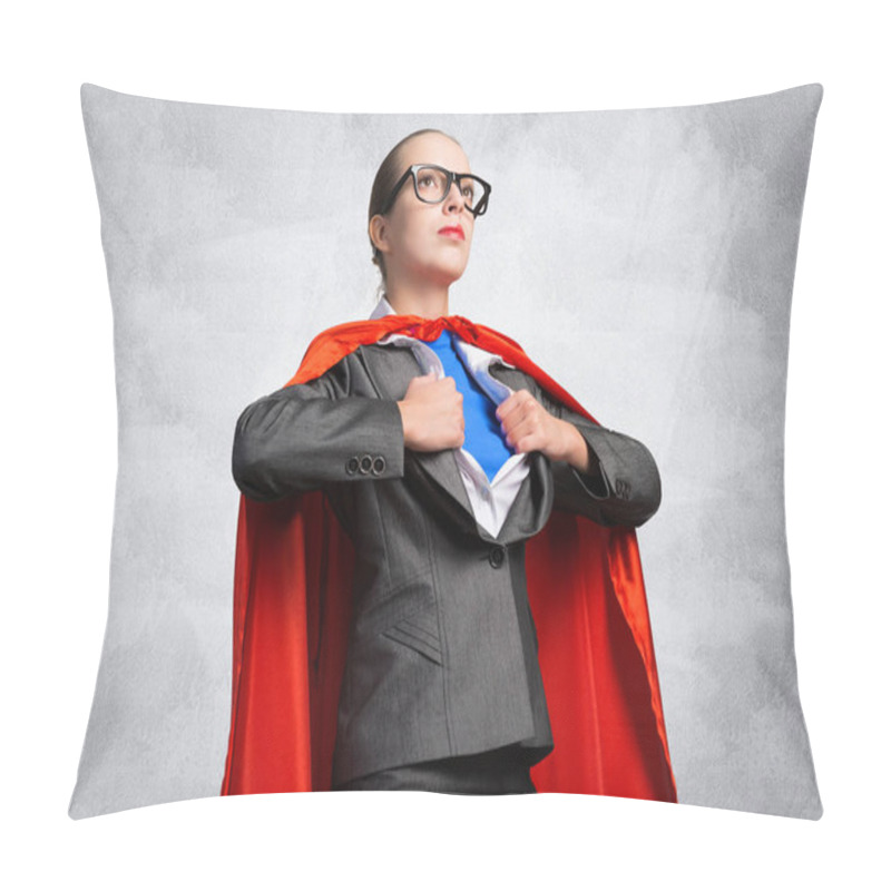 Personality  Attractive Young Business Lady In Red Hero Cape Pillow Covers