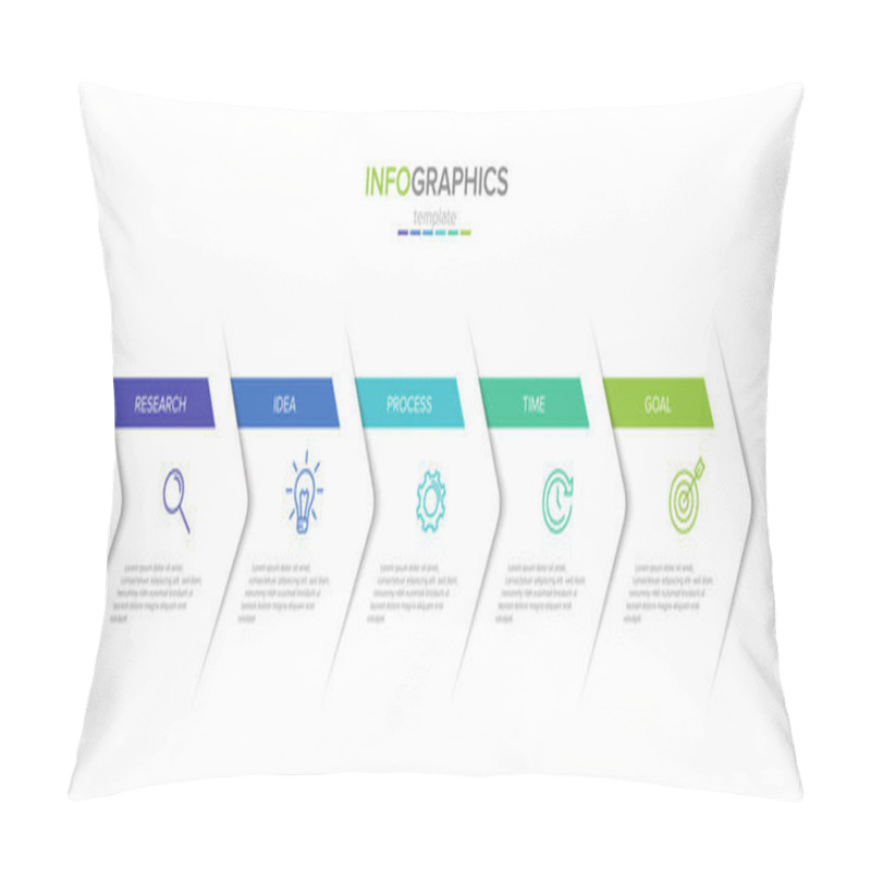 Personality  Vector Infographic Label Template With Icons. 5 Options Or Steps. Infographics For Business Concept. Can Be Used For Info Graphics, Flow Charts, Presentations, Web Sites, Banners, Printed Materials. Pillow Covers