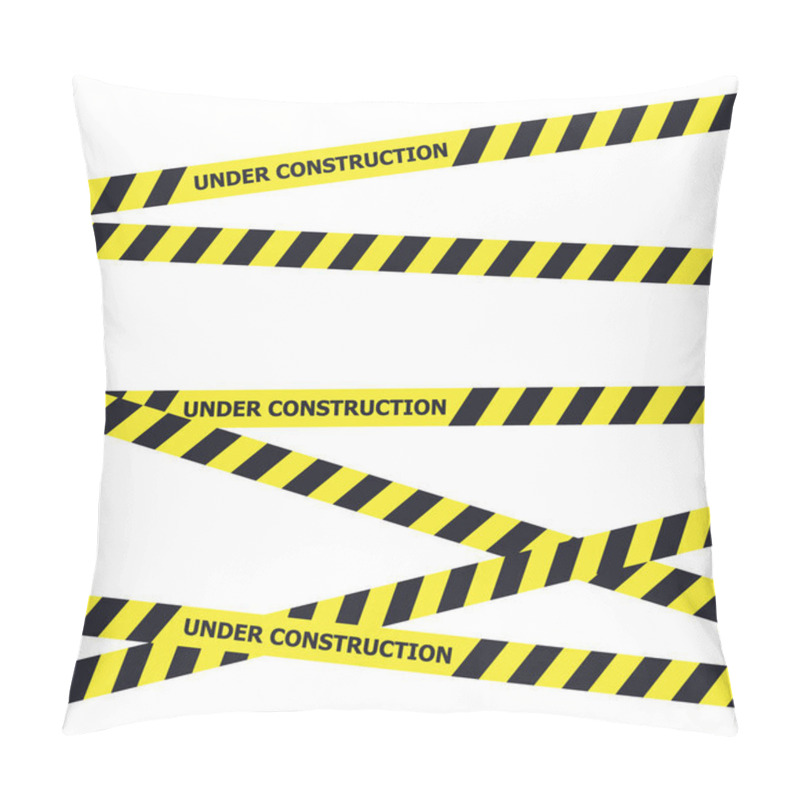 Personality  Caution And Danger Ribbon Over White Background. Warning Tape Banner Pillow Covers