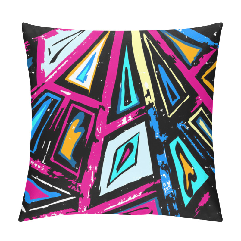 Personality  Graffiti Abstract Geometric Pattern On A Black Background Pillow Covers