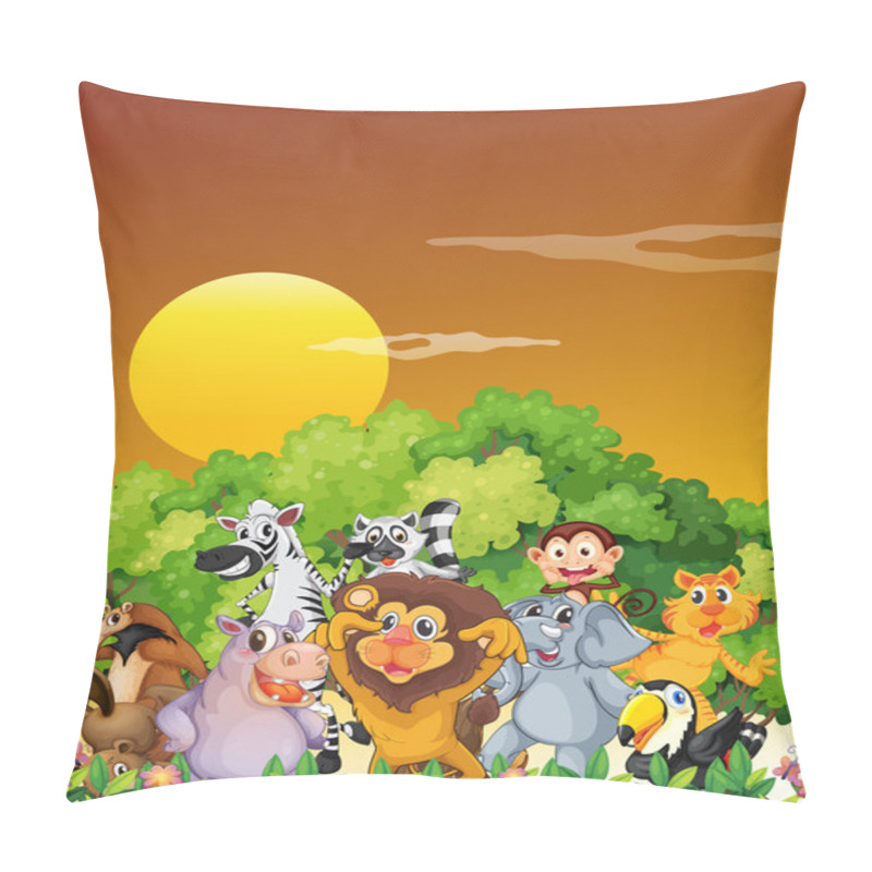 Personality  A Group Of Animals At The Forest Pillow Covers