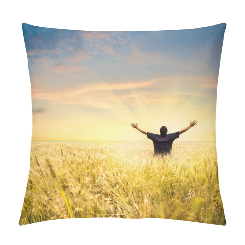 Personality  Man In Wheat Field Pillow Covers