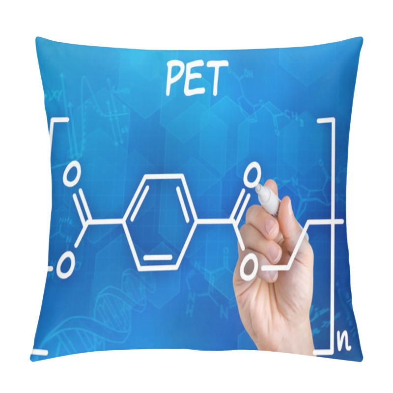 Personality  Hand With Pen Drawing The Chemical Formula Of PET Pillow Covers