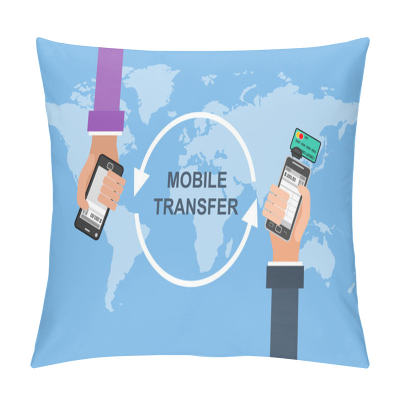 Personality  Flat Vector Concept Of Mobile Banking Pillow Covers