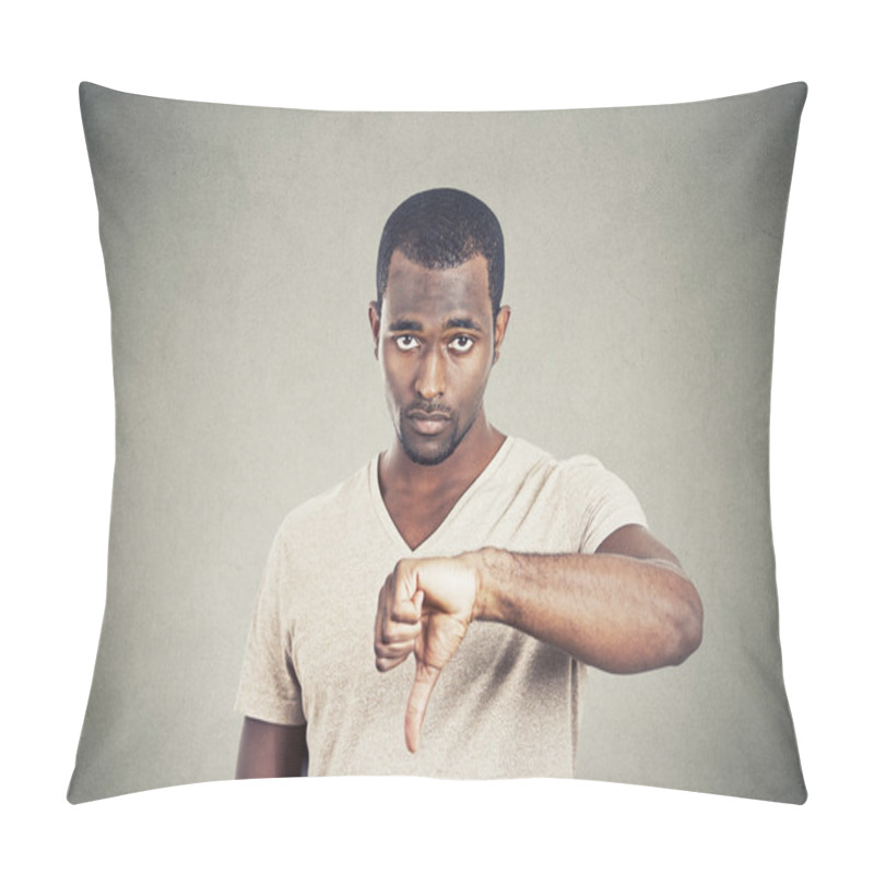 Personality  Angry Annoyed, Grumpy Man Giving Thumbs Down Gesture Pillow Covers