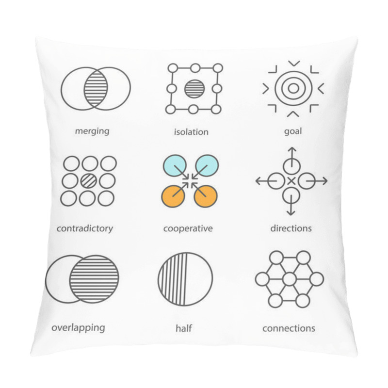 Personality  Abstract Linear Icons Set Pillow Covers