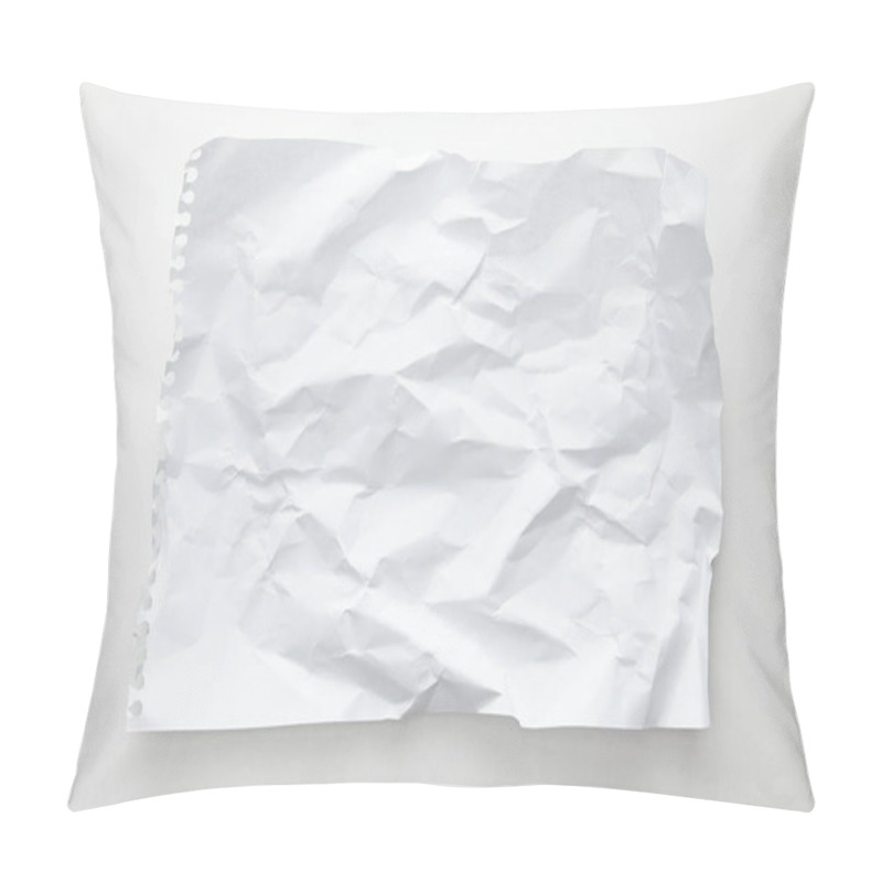 Personality  Top View Of Empty Crumpled Paper On White Background Pillow Covers