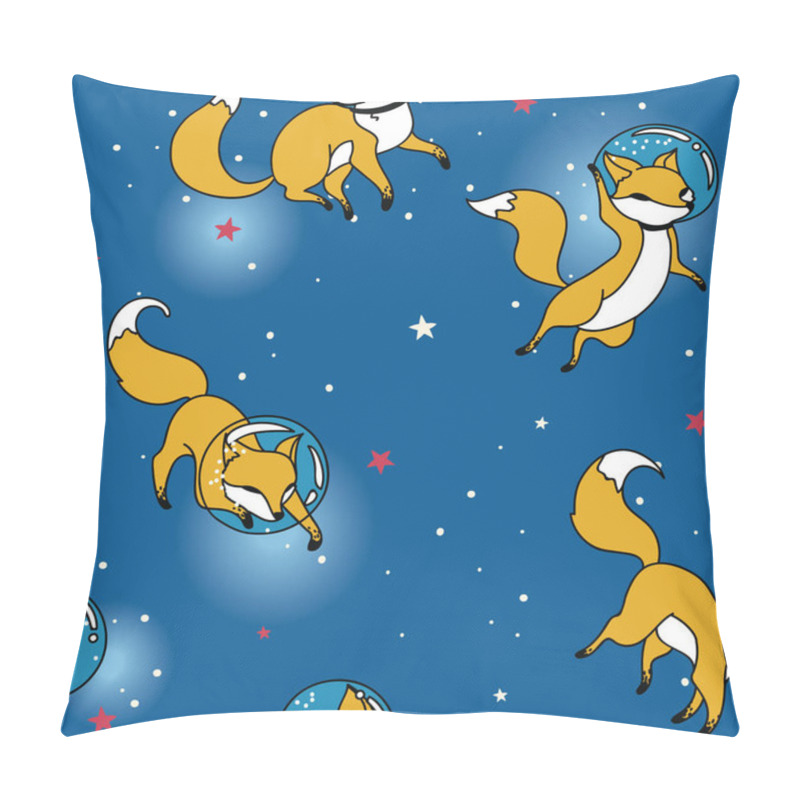 Personality  Cute Doodle Fox-astronauts Floating In Space Pillow Covers