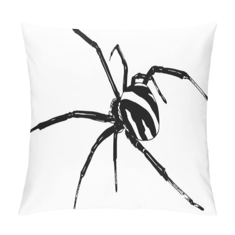 Personality  Crawling Spider Drawn In Ink By Hand On A White Background Pillow Covers