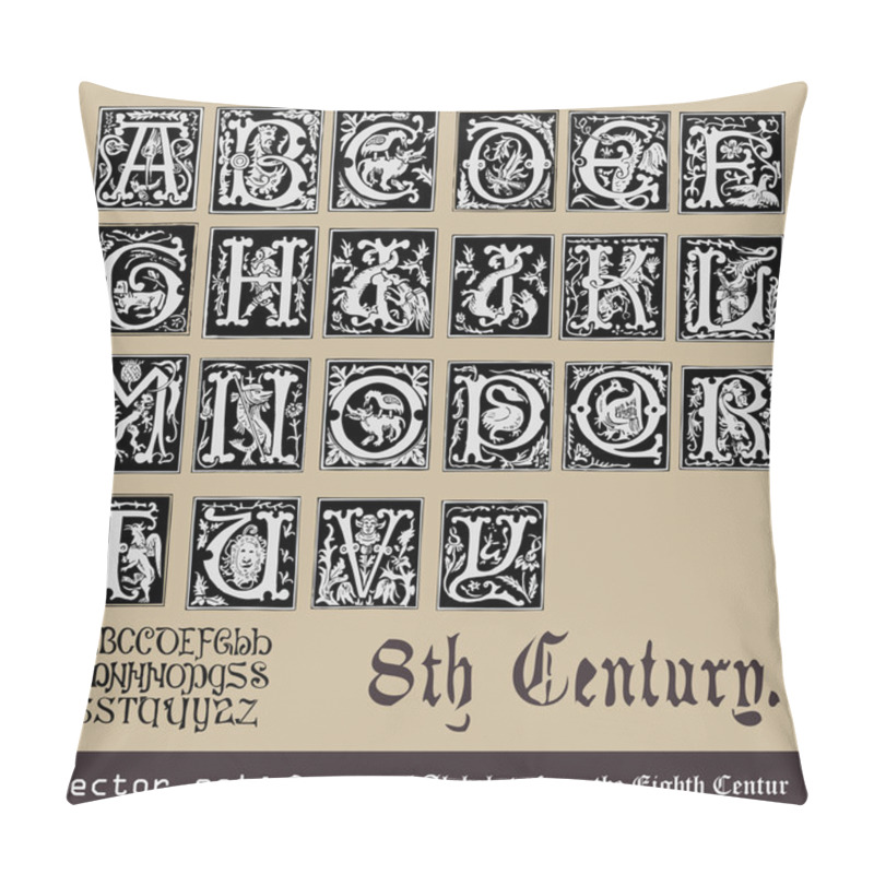 Personality  Vector Set: Ornamental Alphabets, From The Eighth Century Pillow Covers