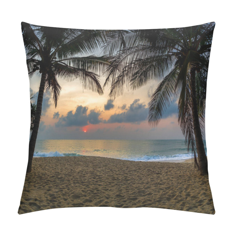 Personality  Sunset Beach With Palm Trees And Beautiful Sky.  Pillow Covers