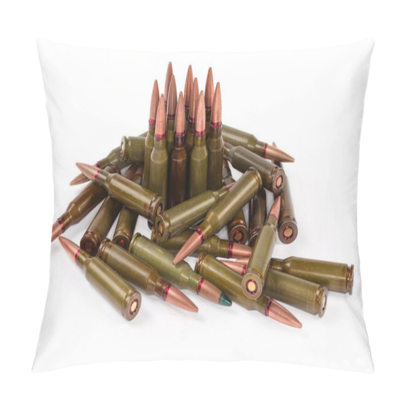 Personality  Different Service Rifle Cartridges Caliber 5.4539mm On A White Background Pillow Covers