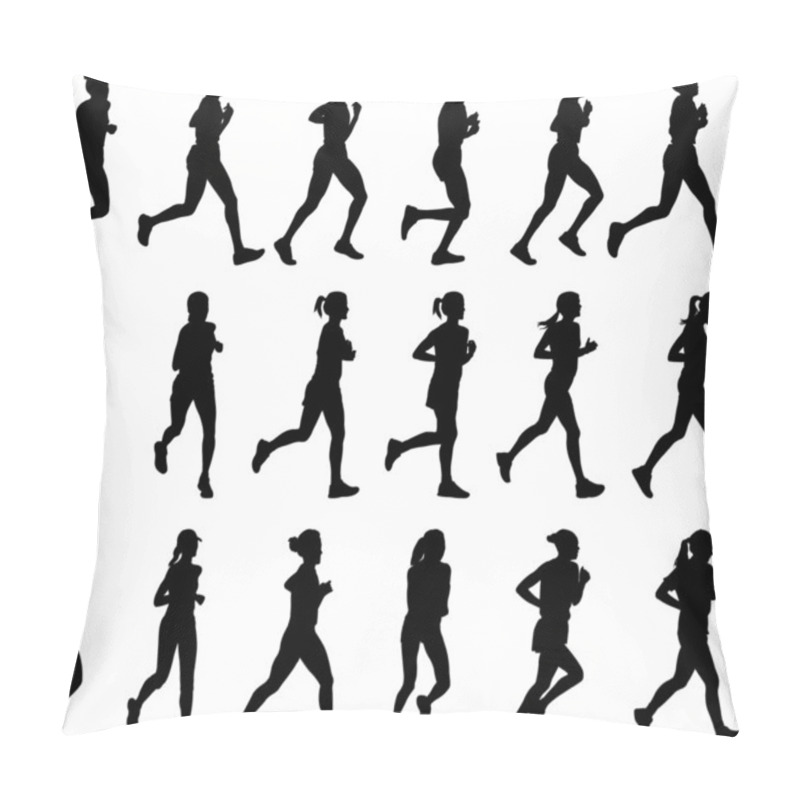 Personality  Female Marathon Runners Silhouettes Pillow Covers