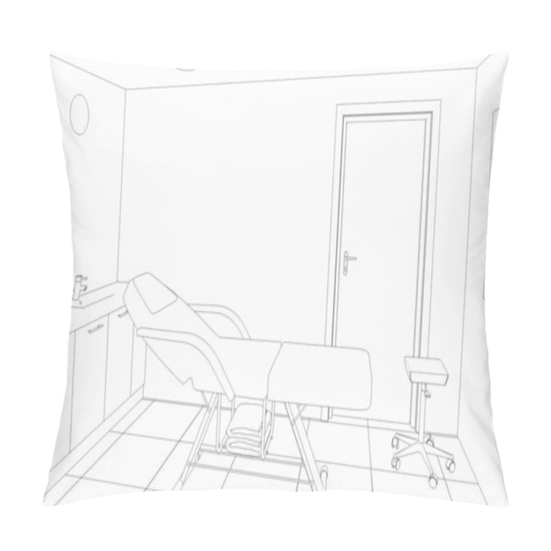 Personality  Interior Contour Visualization, 3D Illustration, Sketch, Outline Pillow Covers